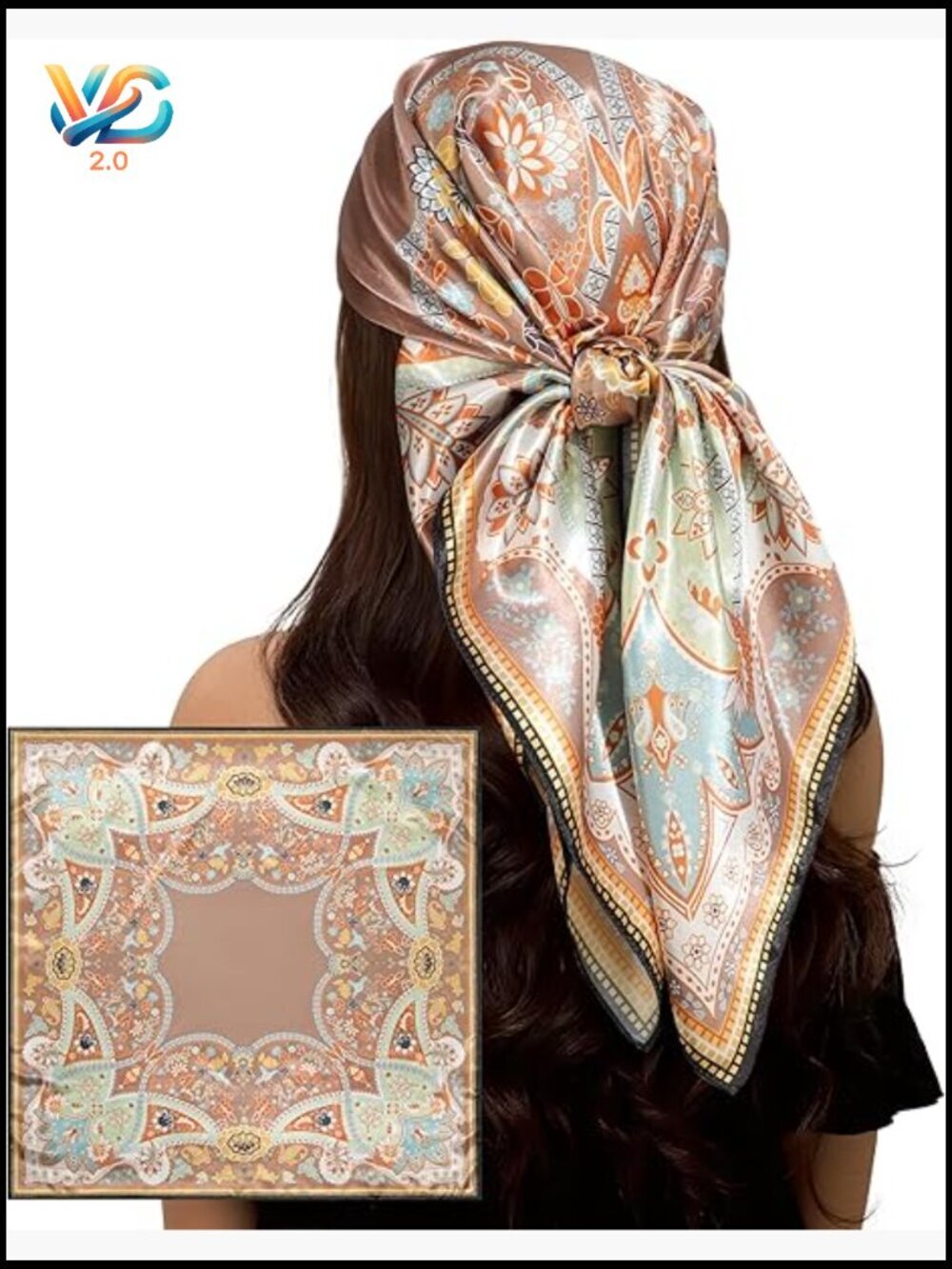 Large Square Satin Scarf - 35" Hair Wrap Bandana for Sleeping Travel